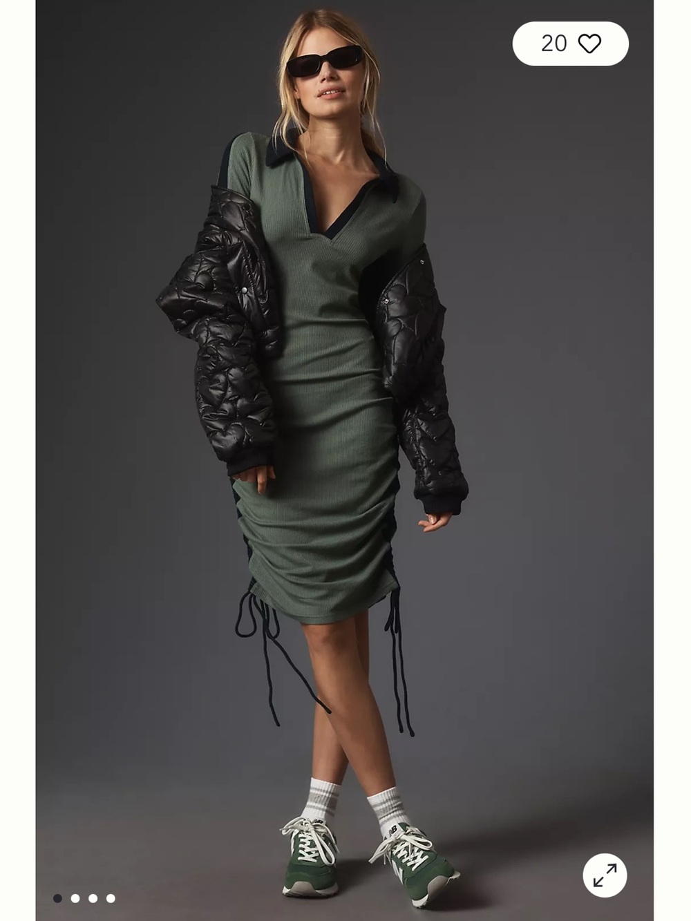 Anthropologie Daily Practice Long Sleeve Colourblock Polo Midi Dress